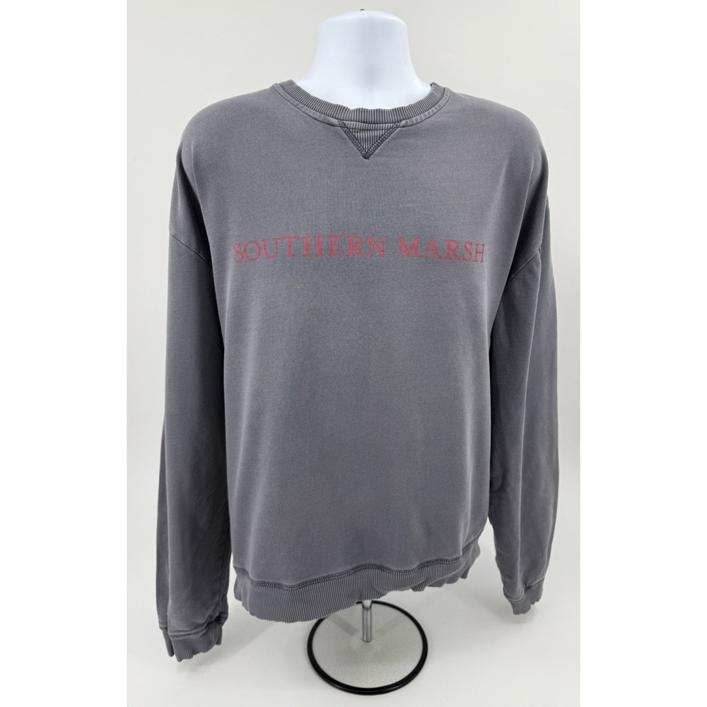 Southern Marsh Gray Crewneck Sweatshirt Long Sleeve Spellout Women's Size 2XL